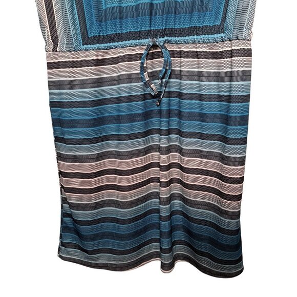 Prana Lindy Blue White Black Drawstring Geo Print Casual Shift Dress Size Medium - Picture 5 of 7